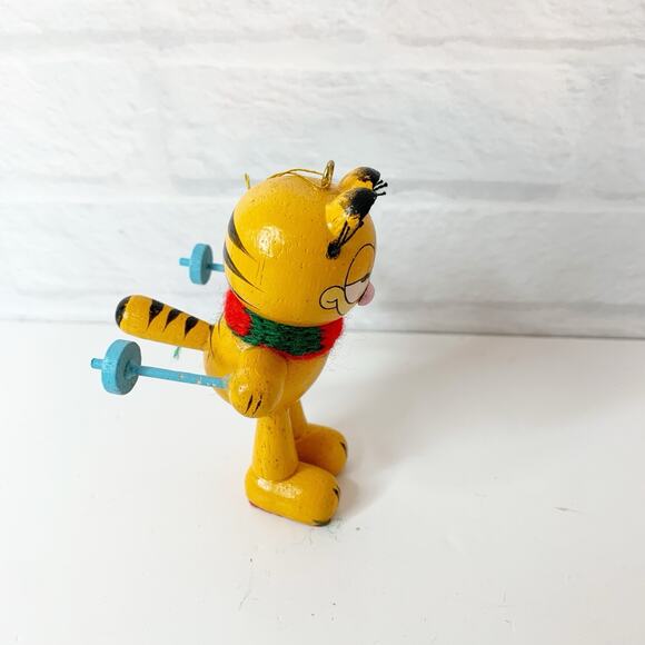 Vintage Garfield Ornament Wood Skiing Dakin 1981 Wooden Christmas - Picture 5 of 8